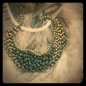 Gold turquoise white necklace